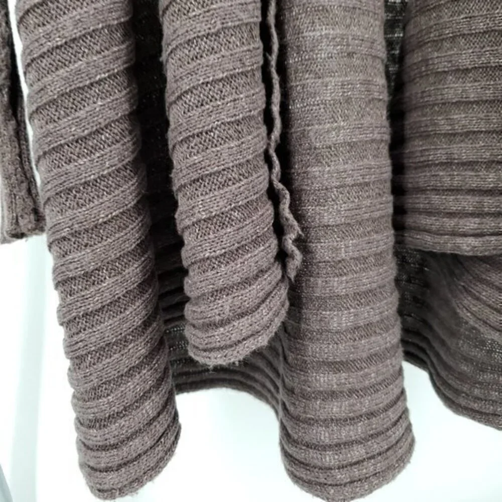 *Repair* Free People Oversized Ribbed Knit Open Cardigan S Blackberry Heather